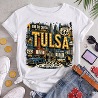 Tulsa Oklahoma PNG, Oil Capital Shirt Design, Blue Dome District Tee, Route 66 Vintage City Graphic, Instant Download