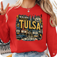 Tulsa Oklahoma PNG, Oil Capital Shirt Design, Blue Dome District Tee, Route 66 Vintage City Graphic, Instant Download