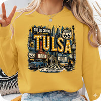 Tulsa Oklahoma PNG, Oil Capital Shirt Design, Blue Dome District Tee, Route 66 Vintage City Graphic, Instant Download