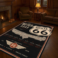 The Mother Road Rug, Route 66 Rug Highway Map Carpet Americana Wall Art Style