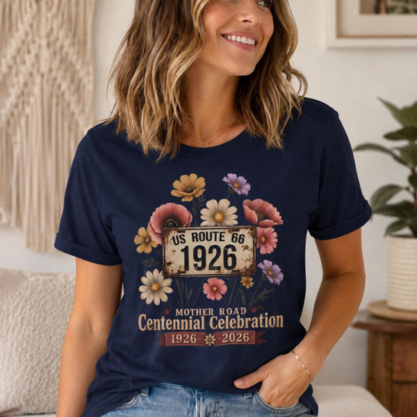 Route 66 Centennial Shirt Floral Route 66 Tee Mother Road 100 Years Shirt Vintage Road Trip Shirt Retro Americana Gift 1926 2026