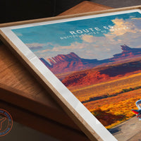Route 66 USA Oil Painting Print, American Desert Road Trip Poster