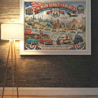 Route 66 Centennial Poster, Vintage Americana Travel Map, Historic Road Trip Art (Digital Download)