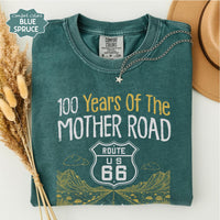 Route 66 100th Anniversary Shirt, Mother Road Vintage Tee, Comfort Colors 1717 Retro Travel T-Shirt, 100 Years US Highway Graphic Apparel