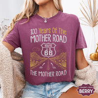 Route 66 100th Anniversary Shirt, Mother Road Vintage Tee, Comfort Colors 1717 Retro Travel T-Shirt, 100 Years US Highway Graphic Apparel