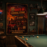 Route 66 General Store Poster, Vintage Route 66 Wall Art, Retro Americana Decor, Arizona Highway Sign Print, Man Cave Garage Office Gift
