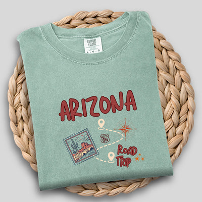 Arizona Road Trip TShirt, Casual Graphic Tee, Travel Shirt, Summer Route 66 Wear, Vacation Gift for Adventure Lovers, Southwest Souvenir Top