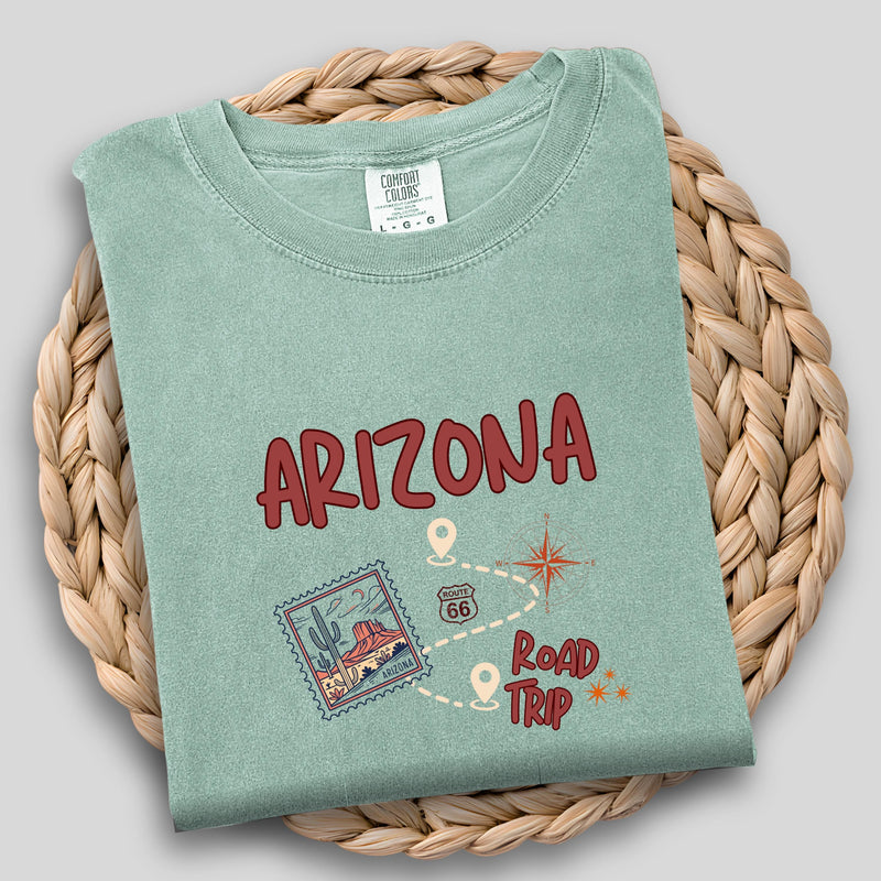Arizona Road Trip TShirt, Casual Graphic Tee, Travel Shirt, Summer Route 66 Wear, Vacation Gift for Adventure Lovers, Southwest Souvenir Top