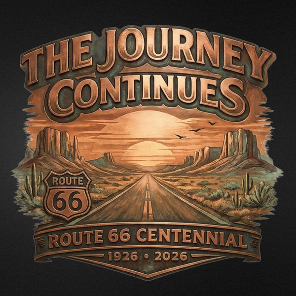 Route 66 Centennial Shirt, The Journey Continues Retired T-Shirt, Vintage Copper Route 66 Road Trip Tee, 100th Anniversary Mother Road Gift