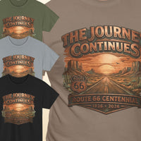 Route 66 Centennial Shirt, The Journey Continues Retired T-Shirt, Vintage Copper Route 66 Road Trip Tee, 100th Anniversary Mother Road Gift
