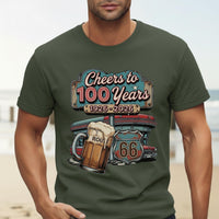 Route 66 100 Years Shirt Vintage Americana T Shirt Centennial Celebration Road Trip Beer Lover Gift Cheers to 100 Years