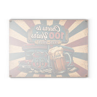 Route 66 Glass Cutting Board Cheers To 100 Years 1926 2026 Vintage Americana Kitchen Decor Beer Lover Gift