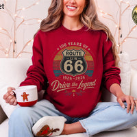 Retro Route 66 100th Anniversary Tee, 1926–2026 Centennial Sweatshirt, Americana Road Trip Hoodie