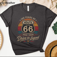 Retro Route 66 100th Anniversary Tee, 1926–2026 Centennial Sweatshirt, Americana Road Trip Hoodie