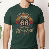 Retro Route 66 100th Anniversary Tee, 1926–2026 Centennial Sweatshirt, Americana Road Trip Hoodie
