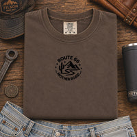 Route 66 Embroidered Shirt Minimalist Mother Road Tee Vintage Route 66 Desert Mountain Shirt Americana Road Trip Gift