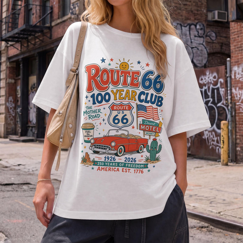 Route 66 Centennial Shirt, Route 66 100 Year Club Tee, Vintage Americana Road Trip Shirt, Retro Highway Graphic Tee, Travel Unisex T-shirt