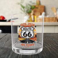 Route 66 Centennial Whiskey Glass | Americana Road Trip Barware, 10oz (1926-2026)