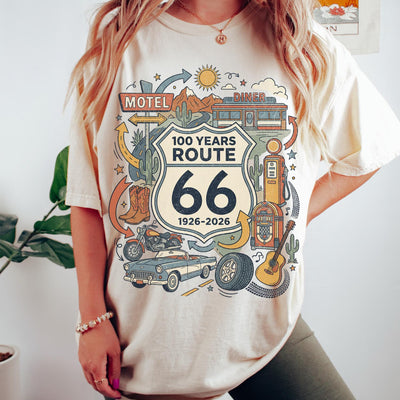 Comfort Colors® Retro Route 66 Shirt 100th Anniversary Road Trip TShirt Vintage Americana