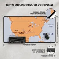 Route 66 Map Desk Mat | Vintage USA Road Trip Map | 100th Anniversary Edition