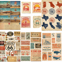 Printable Route 66 Junk Journal Ephemera Kit | Vintage Americana Road Trip Scrapbook Pages | Instant Download JPG