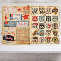 Printable Route 66 Junk Journal Ephemera Kit | Vintage Americana Road Trip Scrapbook Pages | Instant Download JPG