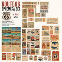 Printable Route 66 Junk Journal Ephemera Kit | Vintage Americana Road Trip Scrapbook Pages | Instant Download JPG