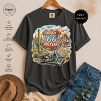 Route 66 100 Year Anniversary T-Shirt, Vintage Motorcycle Desert Road Trip Tee, Americana Travel Gift