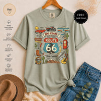 Route 66 T-Shirt, Vintage Americana Road Trip Graphic
