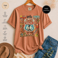 Route 66 T-Shirt, Vintage Americana Road Trip Graphic