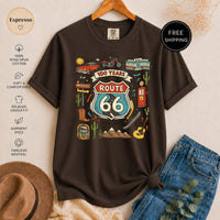 Route 66 T-Shirt, Vintage Americana Road Trip Graphic