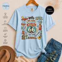 Route 66 T-Shirt, Vintage Americana Road Trip Graphic
