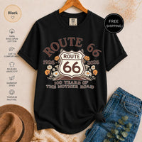 Route 66 T-Shirt, 100 Year Anniversary Vintage Floral Graphic