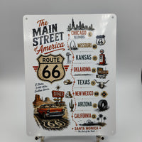 Route 66 Map, USA Highway Road Map, Travel Route 66, Ride Route 66, USA Memorabilia, Main street America, Metal Plaque Sign, Hanging Sign
