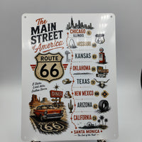 Route 66 Map, USA Highway Road Map, Travel Route 66, Ride Route 66, USA Memorabilia, Main street America, Metal Plaque Sign, Hanging Sign