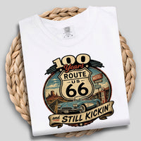 Route 66 T-Shirt | Hundred Years and Still Kickin' Tee | Retro Highway Anniversary Crewneck