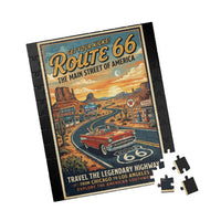 Route 66 Vintage Roadtrip Poster Puzzle | Retro American Southwest Highway Jigsaw
