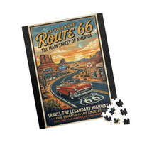 Route 66 Vintage Roadtrip Poster Puzzle | Retro American Southwest Highway Jigsaw