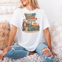 Just Keep Driving PNG | Retro Road Trip Design | Vintage Gas Station PNG | Scenic Route Graphic | Desert Motel Tee | Americana Travel PNG