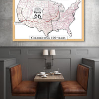 Vintage Route 66 map, large printable poster (instant download)