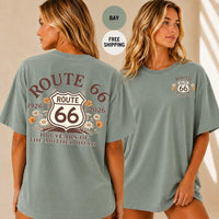 Route 66 Centennial T-Shirt, 100 Years Mother Road Shirt, Vintage Americana Road Trip Tee, Boho Wildflower Fan Gift