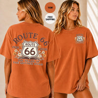 Route 66 Centennial T-Shirt, 100 Years Mother Road Shirt, Vintage Americana Road Trip Tee, Boho Wildflower Fan Gift