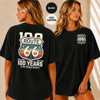 Route 66 100 Years T-Shirt, Vintage Americana Road Trip Tee, Distressed Mother Road Centennial Gift, Retro Travel Shirt for Him Her
