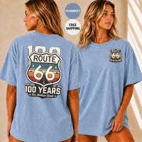 Route 66 100 Years T-Shirt, Vintage Americana Road Trip Tee, Distressed Mother Road Centennial Gift, Retro Travel Shirt for Him Her