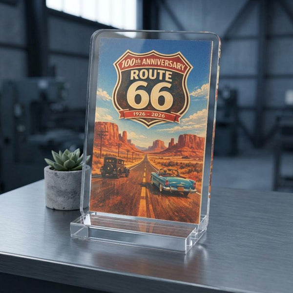 Route 66 100th Anniversary Vintage Road Poster Cut Standee | Retro Scenic Highway