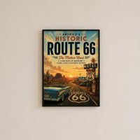 Historic Route 66 Travel Poster | Vintage Desert Landscape Print