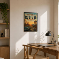 Historic Route 66 Travel Poster | Vintage Desert Landscape Print