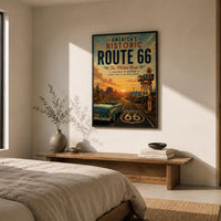 Historic Route 66 Travel Poster | Vintage Desert Landscape Print