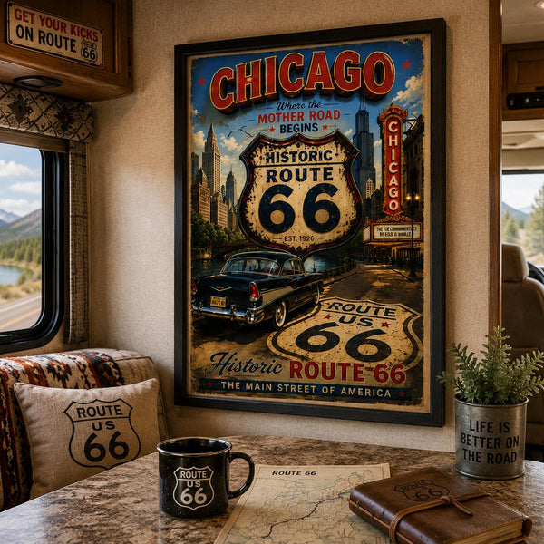 Chicago Route 66 Poster | Historic Mother Road Wall Art (Digital Download)