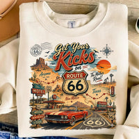 Route 66 Road Trip PNG, Get Your Kicks Mustang Tee, Arizona New Mexico Texas Highway Map, Retro Diner Graphic, Instant Download
